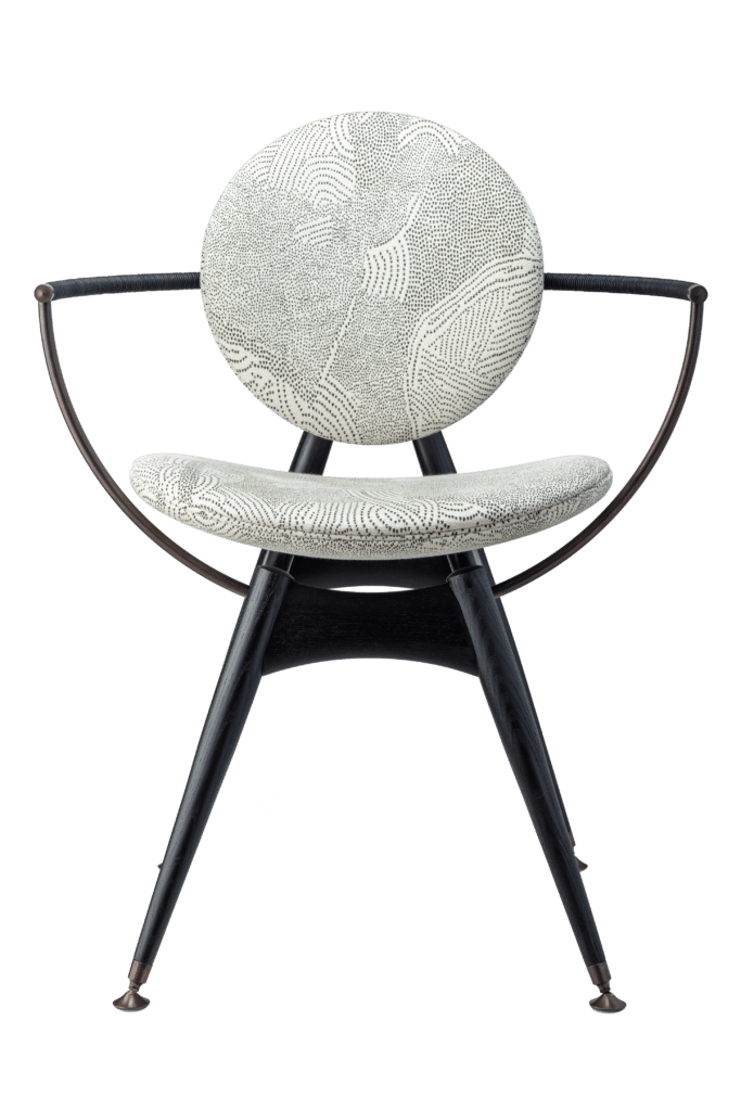 Circle Dining Chair with armrest / Maralinga fabric