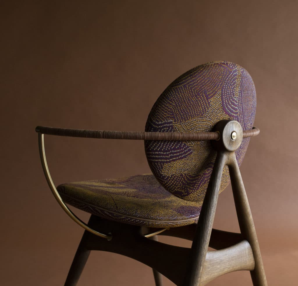 Circle Dining Chair with armrest - Maralinga fabric
