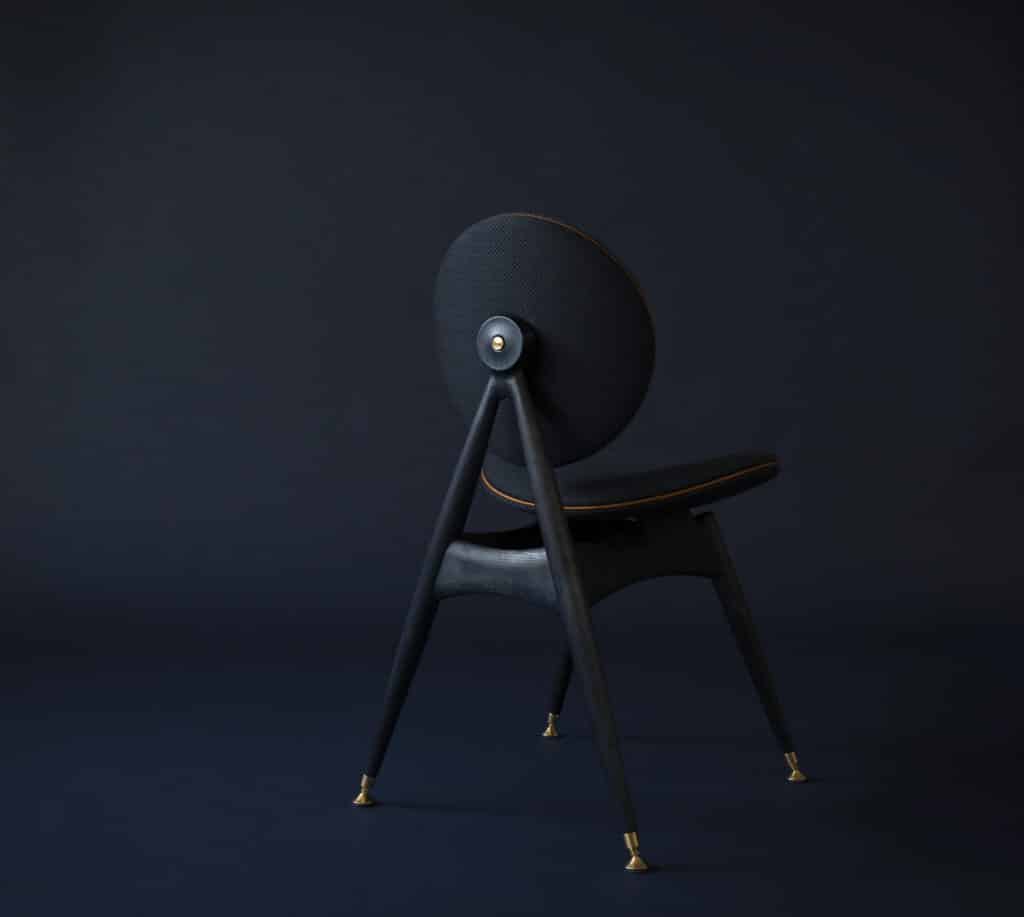 Circle Dining Chair without armrest - In Midnight Blue ash